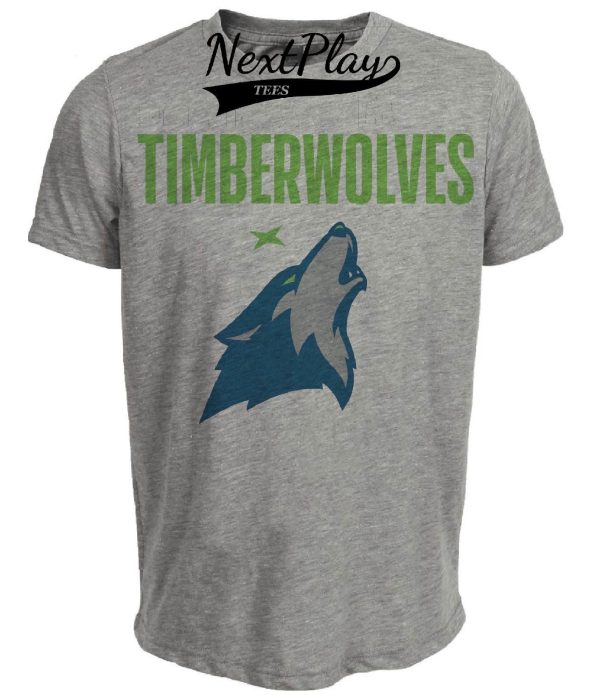 Minnesota Timberwolves Retro Basketball 1995 Artwork Heather Gray Sublimated T-Shirt