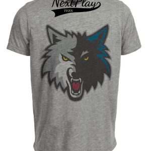 Minnesota Timberwolves Retro Basketball Mascot 1994 Artwork Heather Gray Sublimated T-Shirt