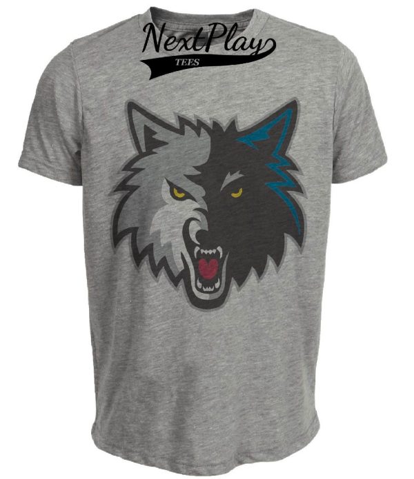 Minnesota Timberwolves Retro Basketball Mascot 1994 Artwork Heather Gray Sublimated T-Shirt