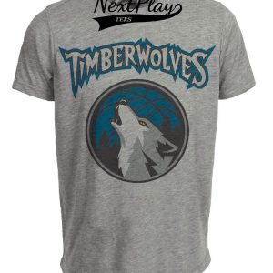 Minnesota Timberwolves Retro Basketball Mascot 1996 Artwork Heather Gray Sublimated T-Shirt