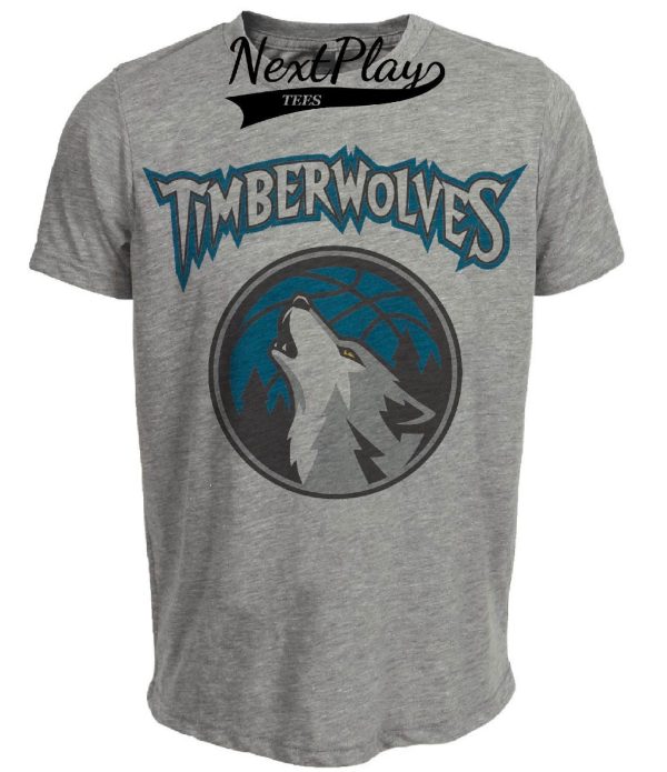 Minnesota Timberwolves Retro Basketball Mascot 1996 Artwork Heather Gray Sublimated T-Shirt