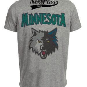 Minnesota Timberwolves Retro Basketball Mascot 1999 Artwork Heather Gray Sublimated T-Shirt