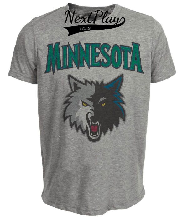 Minnesota Timberwolves Retro Basketball Mascot 1999 Artwork Heather Gray Sublimated T-Shirt