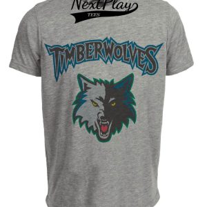 Minnesota Timberwolves Retro Basketball Mascot 1998 Artwork Heather Gray Sublimated T-Shirt