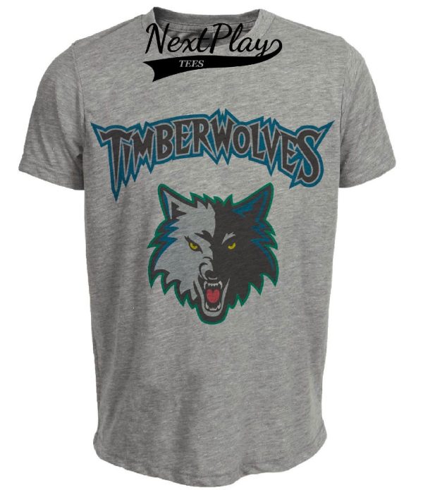Minnesota Timberwolves Retro Basketball Mascot 1998 Artwork Heather Gray Sublimated T-Shirt