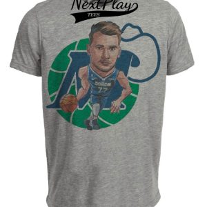 Dallas Mavericks Mavs Retro Luka Doncic Basketball Artwork Heather Gray Sublimated T-Shirt