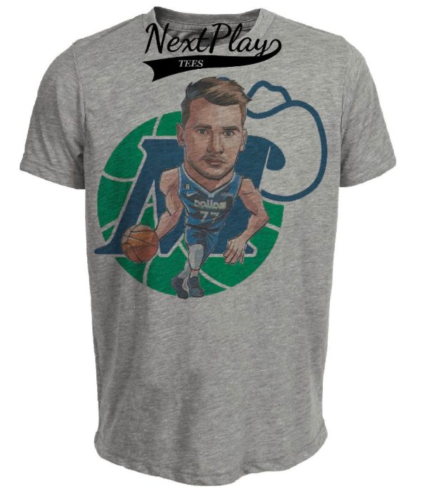 Dallas Mavericks Mavs Retro Luka Doncic Basketball Artwork Heather Gray Sublimated T-Shirt