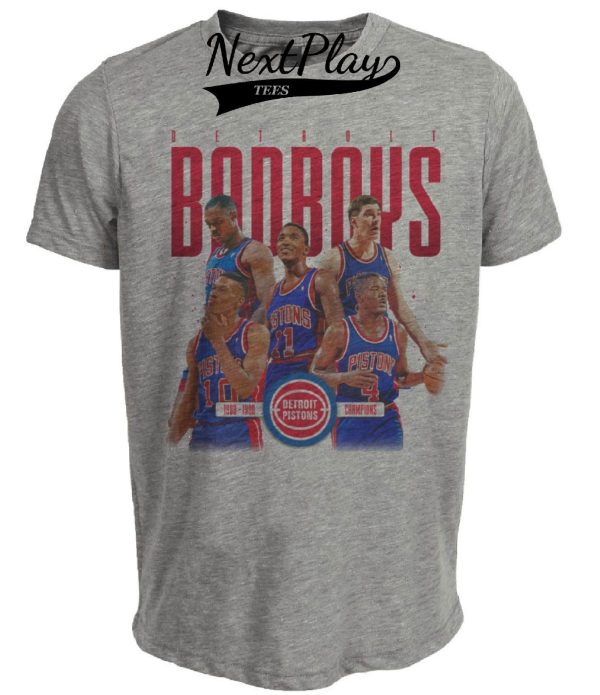 Detroit Pistons Retro World Champs Bad Boys Basketball 1990 Artwork Heather Gray Sublimated T-Shirt