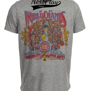 Detroit Pistons Retro World Champs Bad Boys Basketball 1989 Artwork Heather Gray Sublimated T-Shirt