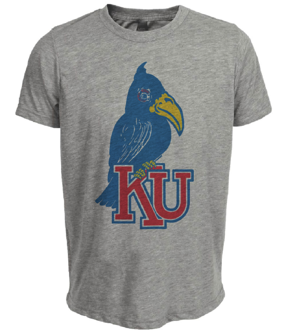 Kansas Jayhawks Retro 1920 Artwork Heather Gray Sublimated T-Shirt