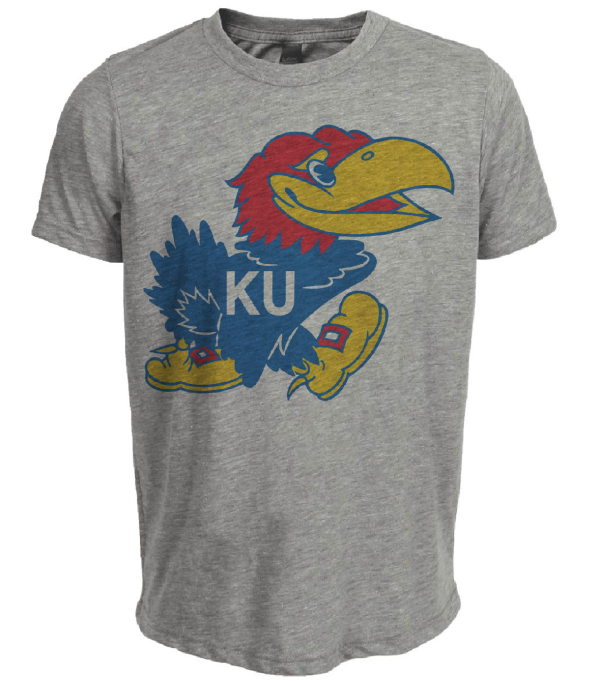 Kansas Jayhawks Retro 1946 Artwork Heather Gray Sublimated T-Shirt