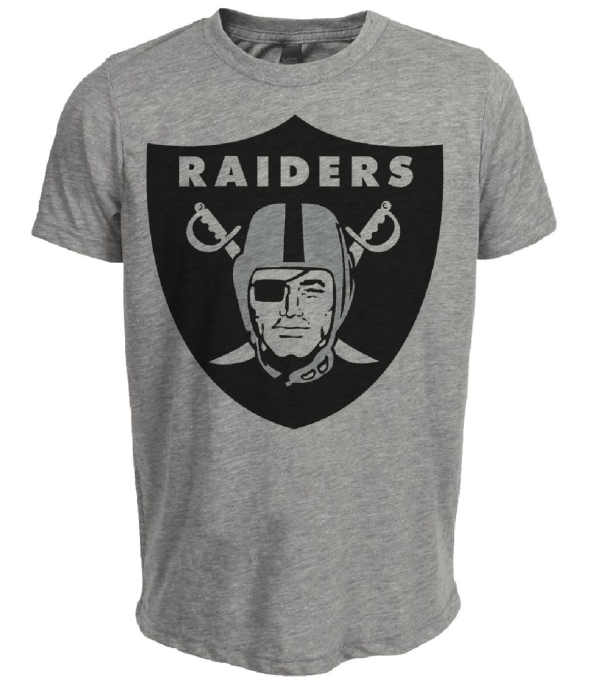 Oakland Raiders Retro Football 1982 Artwork Heather Gray Sublimated T-Shirt