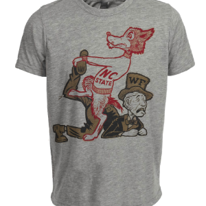 NC State Wolfpack vs. Wake Forest Retro Rivalry Mascot 1958 Artwork Heather Gray Sublimated T-Shirt