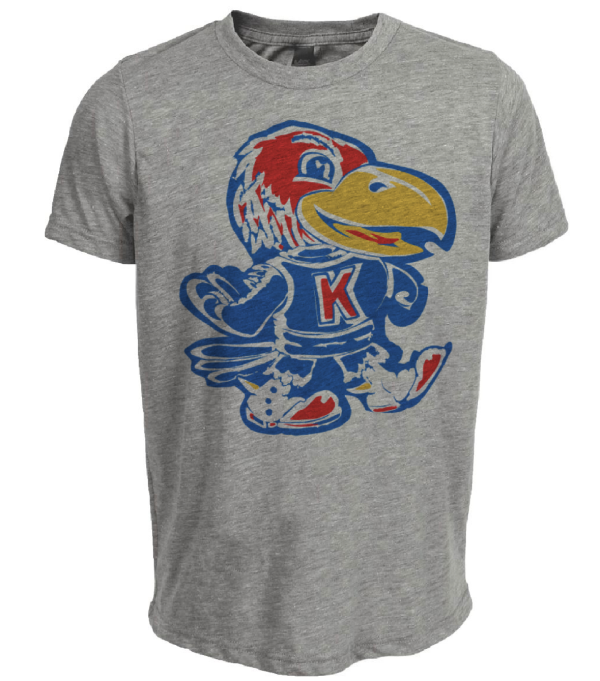 Kansas Jayhawks Retro 1959 Artwork Heather Gray Sublimated T-Shirt