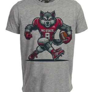 NC State Wolfpack Retro Football Mascot Artwork Heather Gray Sublimated T-Shirt