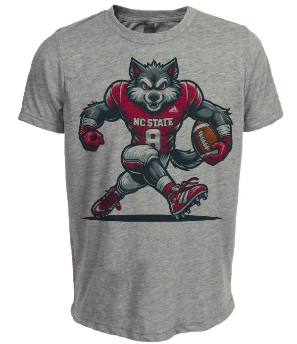 NC State Wolfpack Retro Football Mascot Artwork Heather Gray Sublimated T-Shirt