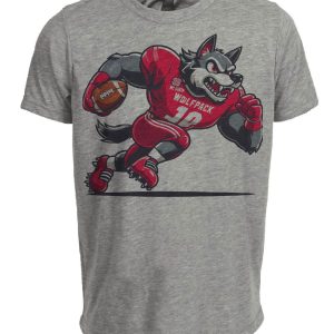 NC State Wolfpack Red Retro Football Mascot Artwork Heather Gray Sublimated T-Shirt