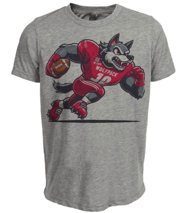 NC State Wolfpack Red Retro Football Mascot Artwork Heather Gray Sublimated T-Shirt
