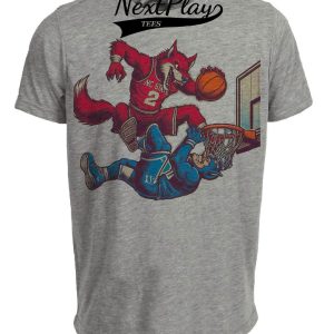 NC State Wolfpack vs. Duke Blue Devils Retro Rivalry Basketball Mascot 1997 Artwork Heather Gray Sublimated T-Shirt