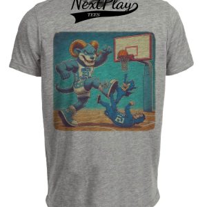 North Carolina Tar Heels vs. Duke Blue Devils Retro Rivalry Basketball Mascot 1993 Artwork Heather Gray Sublimated T-Shirt