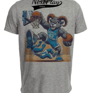 North Carolina Tar Heels vs. Duke Blue Devils Retro Rivalry Basketball Mascot 1994 Artwork Heather Gray Sublimated T-Shirt