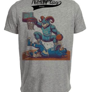 North Carolina Tar Heels vs. Duke Blue Devils Retro Rivalry Basketball Mascot 1996 Artwork Heather Gray Sublimated T-Shirt