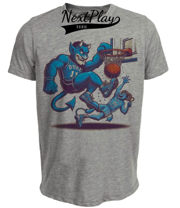 Duke Blue Devils vs. North Carolina Tar Heels Retro Rivalry Basketball 1993 Artwork Heather Gray Sublimated T-Shirt
