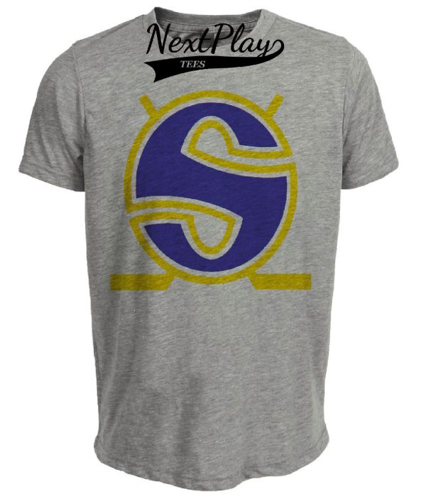 Minnesota Fighting Saints Retro Hockey 1972 Artwork Heather Gray Sublimated T-Shirt