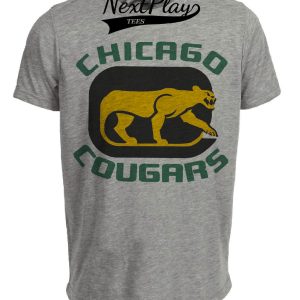 Chicago Cougars Retro Hockey 1975 Artwork Heather Gray Sublimated T-Shirt