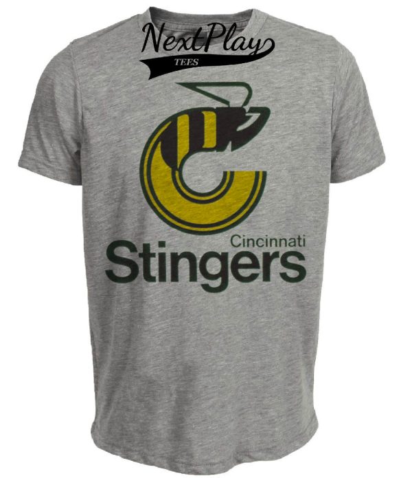Cincinnati Stingers Retro Hockey 1975 Artwork Heather Gray Sublimated T-Shirt