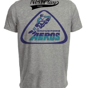 Houston Aeros Retro Hockey 1975 Artwork Heather Gray Sublimated T-Shirt