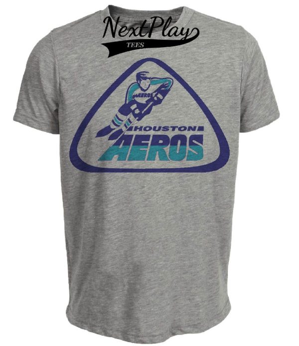 Houston Aeros Retro Hockey 1975 Artwork Heather Gray Sublimated T-Shirt