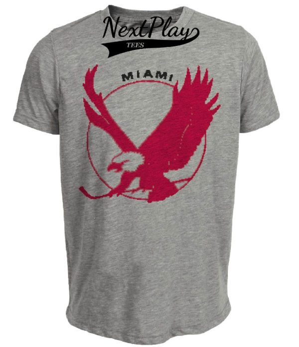 Miami Screaming Eagles Retro Hockey 1975 Artwork Heather Gray Sublimated T-Shirt