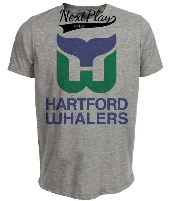 Hartford Whalers Retro Hockey 1980 Artwork Heather Gray Sublimated T-Shirt