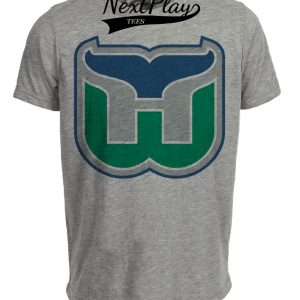 Hartford Whalers Retro Hockey 1985 Artwork Heather Gray Sublimated T-Shirt
