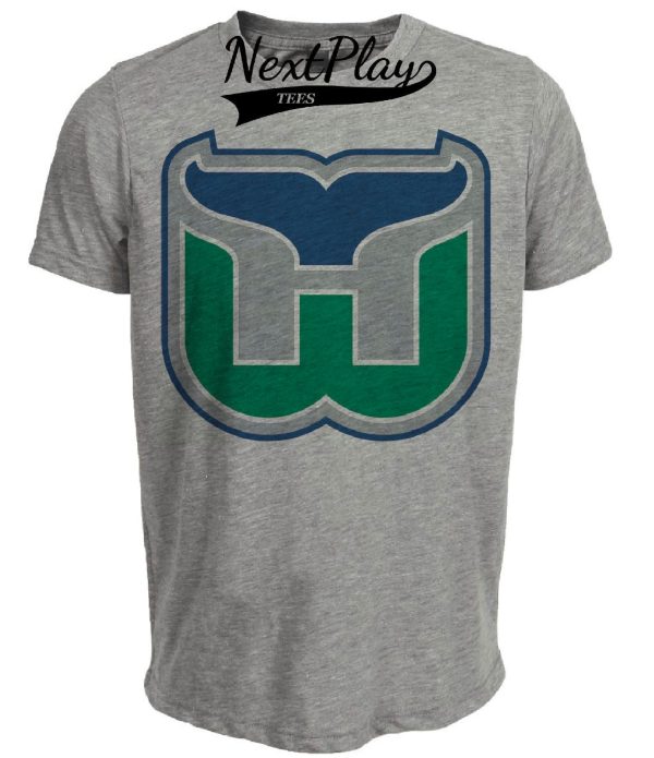 Hartford Whalers Retro Hockey 1985 Artwork Heather Gray Sublimated T-Shirt