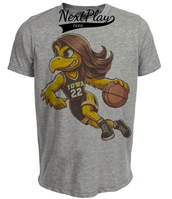 Iowa Hawkeyes Retro Women’s Basketball All Time Leading Scorer #22 Artwork Heather Gray Sublimated T-Shirt