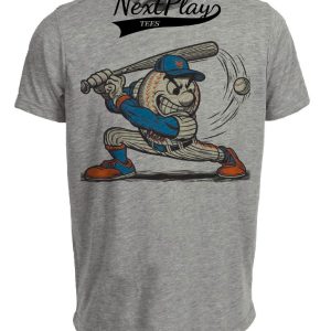 New York Mets Retro Mr. Met Baseball Artwork Heather Gray Sublimated T-Shirt