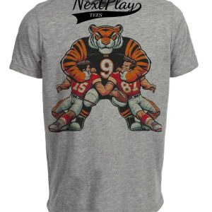 Cincinnati Bengals vs. Kansas City Chiefs Retro Rivalry Football Mascot Artwork Heather Gray Sublimated T-Shirt