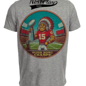 Kansas City Chiefs Vintage Super Bowl Champs Football Artwork Heather Gray Sublimated T-Shirt
