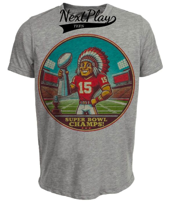 Kansas City Chiefs Vintage Super Bowl Champs Football Artwork Heather Gray Sublimated T-Shirt