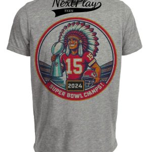 Kansas City Chiefs Retro 2024 Super Bowl Champs Football Circle Artwork Heather Gray Sublimated T-Shirt