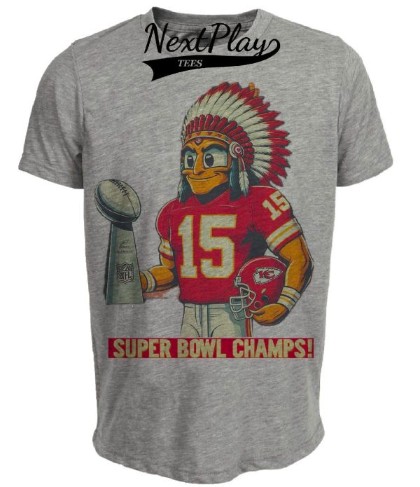 Kansas City Chiefs Retro Super Bowl Champs Football #15 Artwork Heather Gray Sublimated T-Shirt