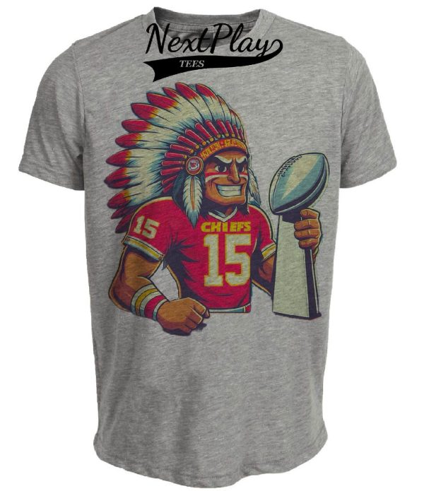 Kansas City Chiefs Retro Super Bowl Champs Football Mascot Artwork Heather Gray Sublimated T-Shirt