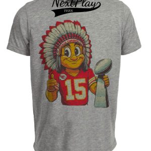 Kansas City Chiefs Retro Super Bowl Champs Football Trophy Artwork Heather Gray Sublimated T-Shirt