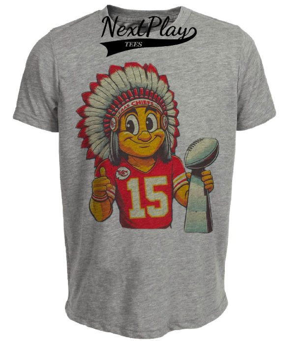 Kansas City Chiefs Retro Super Bowl Champs Football Trophy Artwork Heather Gray Sublimated T-Shirt