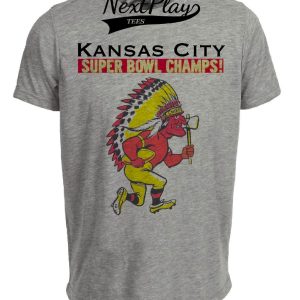 Kansas City Chiefs Nostalgic Super Bowl Champs Football Artwork Heather Gray Sublimated T-Shirt