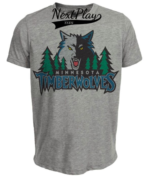 Minnesota Timberwolves Retro Basketball 1999 Artwork Heather Gray Sublimated T-Shirt