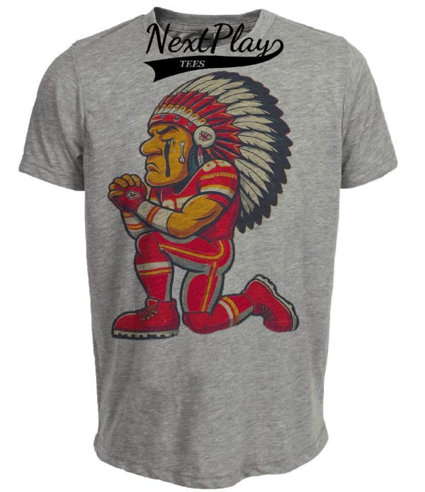 Kansas City Chiefs Praying for Chiefs Nation Retro Football Artwork Heather Gray Sublimated T-Shirt