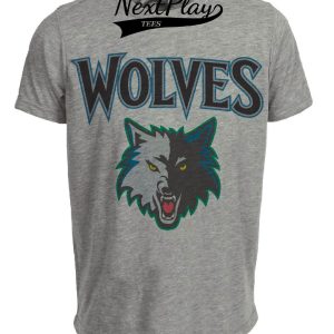 Minnesota Timberwolves Vintage Iconic Basketball Mascot 1999 Artwork Heather Gray Sublimated T-Shirt